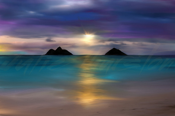 Moonrise Over Lanikai 20x30 All Proceeds will go to help those affected by the fires on Maui.